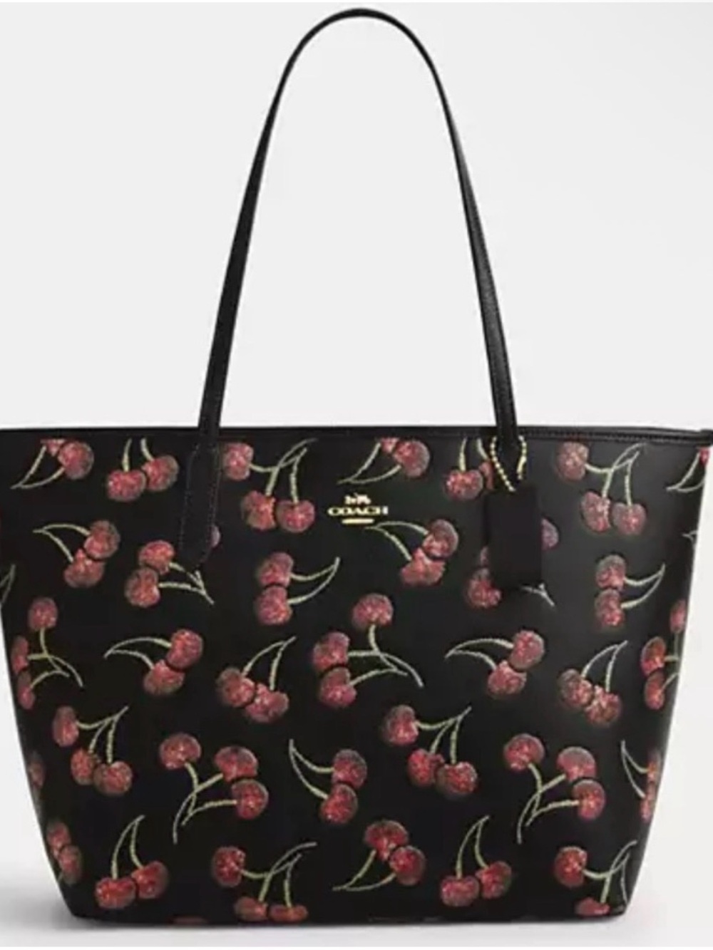 Coach Black Tote with Red Cherry Motif